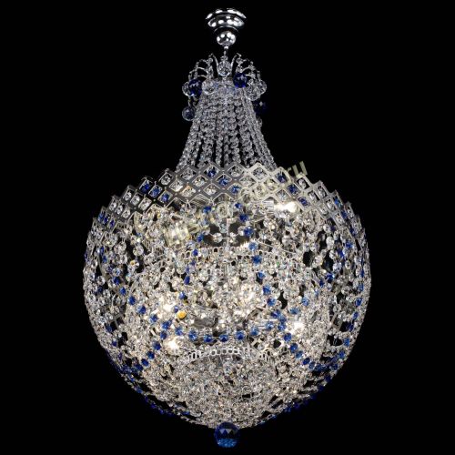 Люстра Корона №5 с подвесом Синяя в Магнитогорске Гусь Хрустальный