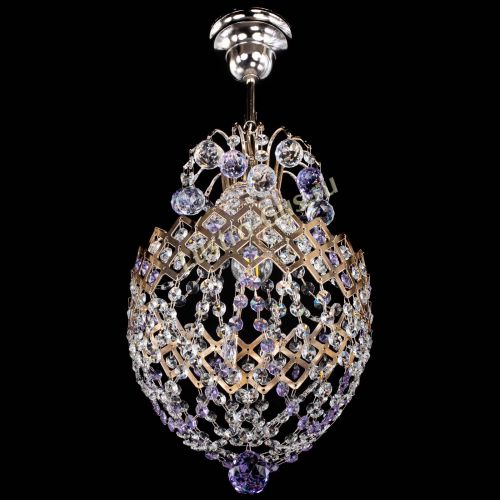 Люстра Корона №6 фиолетовая в Магнитогорске Гусь Хрустальный