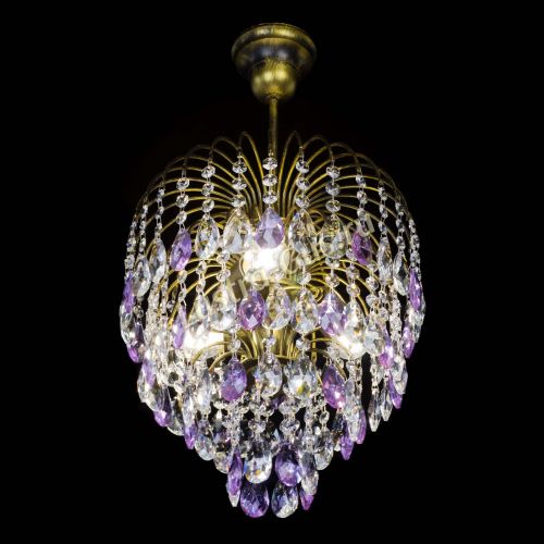 Люстра Лора №3 под бронзу фиолетовая в Магнитогорске Гусь Хрустальный