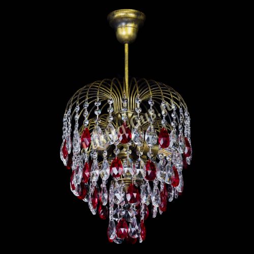 Люстра Лора №3 под бронзу красная в Магнитогорске Гусь Хрустальный
