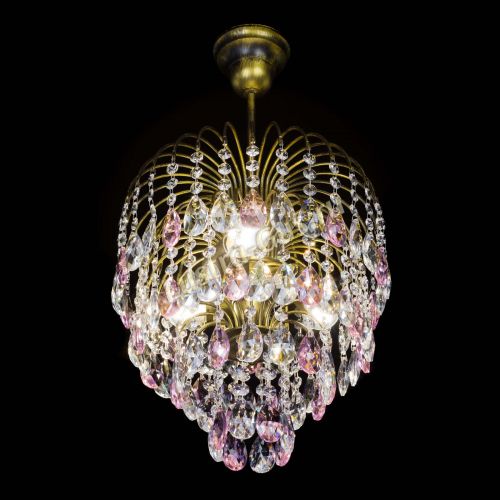 Люстра Лора №3 под бронзу розовая в Магнитогорске Гусь Хрустальный