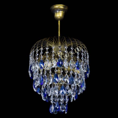 Люстра Лора №3 под бронзу синяя в Магнитогорске Гусь Хрустальный