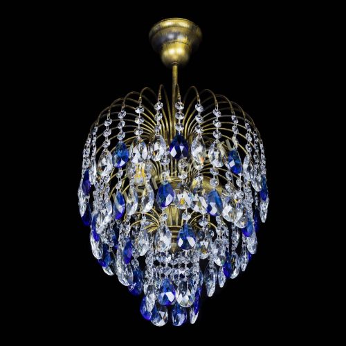Люстра Лора №3 под бронзу синяя в Магнитогорске Гусь Хрустальный