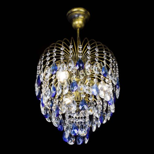 Люстра Лора №3 под бронзу синяя в Магнитогорске Гусь Хрустальный