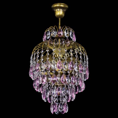 Люстра Лора №3 журавлик Розовая под бронзу в Магнитогорске Гусь Хрустальный