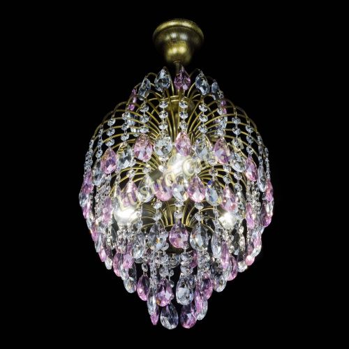 Люстра Лора №3 журавлик Розовая под бронзу в Магнитогорске Гусь Хрустальный