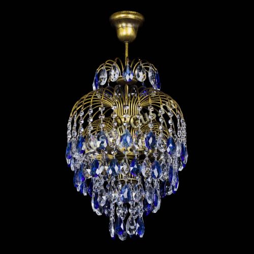 Люстра Лора №3 журавлик Синяя под бронзу в Магнитогорске Гусь Хрустальный