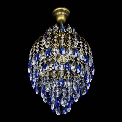 Люстра Лора №3 журавлик Синяя под бронзу в Магнитогорске Гусь Хрустальный