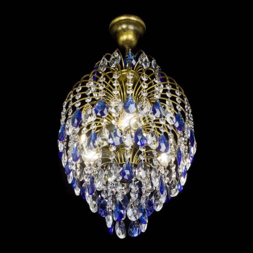 Люстра Лора №3 журавлик Синяя под бронзу в Магнитогорске Гусь Хрустальный