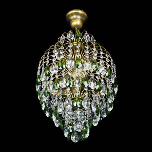 Люстра Лора №3 журавлик Зеленая под бронзу в Магнитогорске Гусь Хрустальный