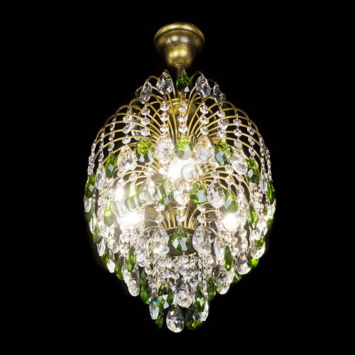 Люстра Лора №3 журавлик Зеленая под бронзу в Магнитогорске Гусь Хрустальный