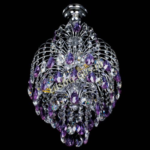 Люстра Лора №3 журавлик сиреневая в Магнитогорске Гусь Хрустальный