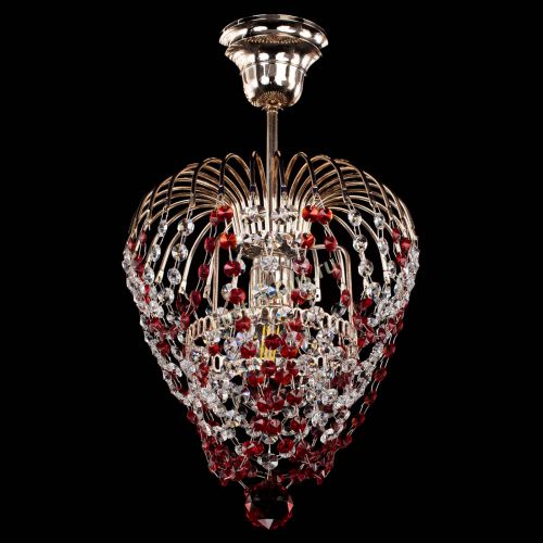 Люстра Малинка обтикон красная в Магнитогорске Гусь Хрустальный