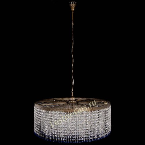 Люстра Милан капель №10 под бронзу синяя с подвесом в Магнитогорске Гусь Хрустальный