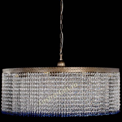 Люстра Милан капель №10 под бронзу синяя с подвесом в Магнитогорске Гусь Хрустальный