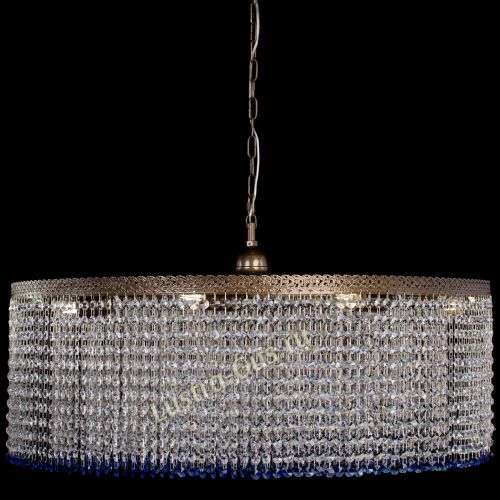 Люстра Милан капель №10 под бронзу синяя с подвесом в Магнитогорске Гусь Хрустальный