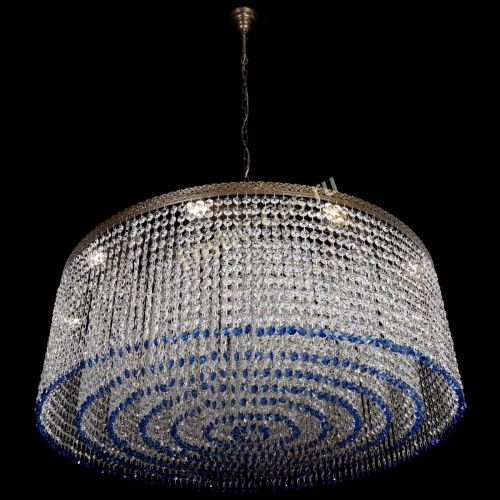 Люстра Милан капель №10 под бронзу синяя с подвесом в Магнитогорске Гусь Хрустальный