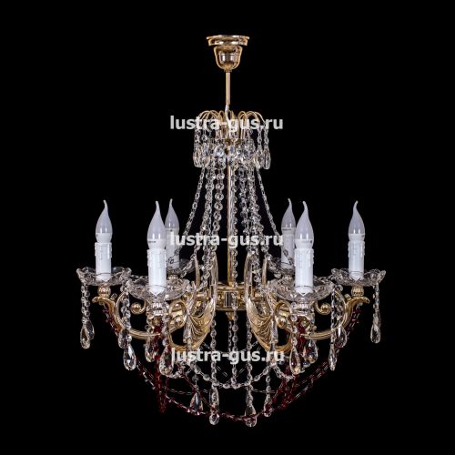 Люстра Свеча Лайт №1 оптикон цветная (рожки - пластик) в Магнитогорске Гусь Хрустальный