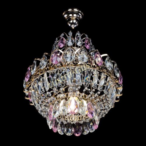 Люстра Ника 1 лампа розовая в Магнитогорске Гусь Хрустальный