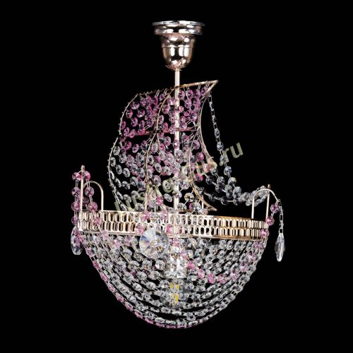 Люстра Парусник №1 розовый в Магнитогорске Гусь Хрустальный