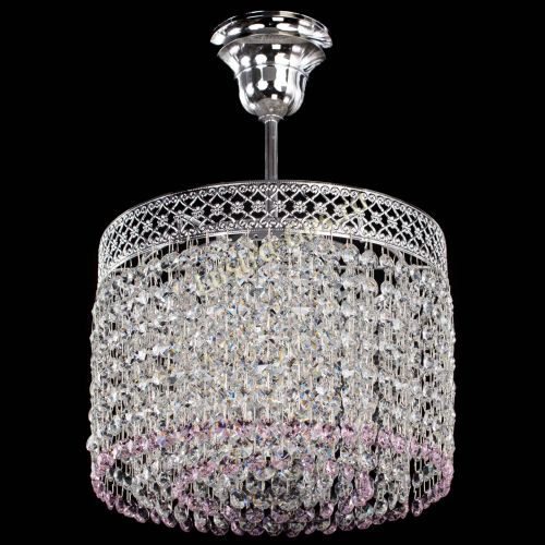 Люстра Венеция Капель №1 с подвесом Розовая в Магнитогорске Гусь Хрустальный