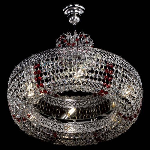 Люстра Венеция Кольцо с подвесом Красная в Магнитогорске Гусь Хрустальный