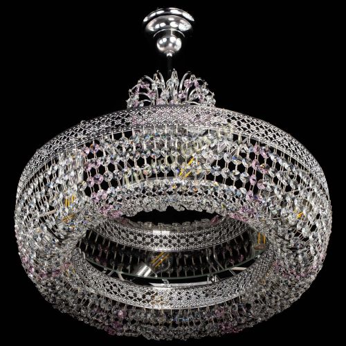 Люстра Венеция Кольцо с подвесом Розовая в Магнитогорске Гусь Хрустальный