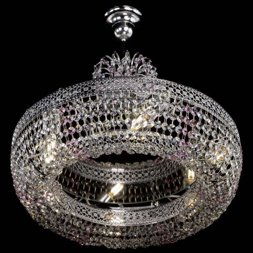 Люстра Венеция Кольцо с подвесом Розовая в Магнитогорске Гусь Хрустальный