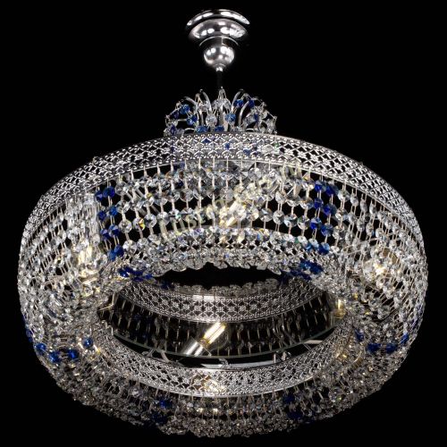 Люстра Венеция Кольцо с подвесом Синяя в Магнитогорске Гусь Хрустальный