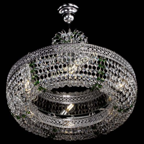 Люстра Венеция Кольцо с подвесом Зеленая в Магнитогорске Гусь Хрустальный