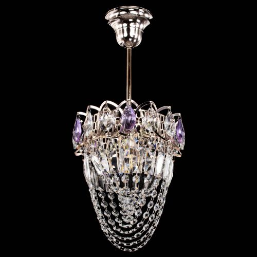 Люстра Водоворот №1 мини с подвесом фиолетовая в Магнитогорске Гусь Хрустальный