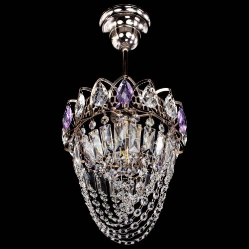 Люстра Водоворот №1 мини с подвесом фиолетовая в Магнитогорске Гусь Хрустальный