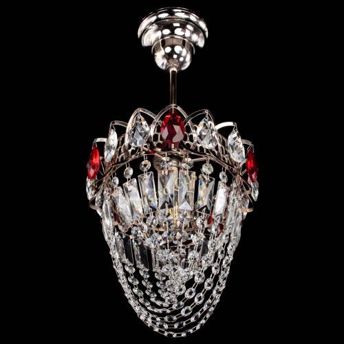 Люстра Водоворот №1 мини с подвесом красная в Магнитогорске Гусь Хрустальный