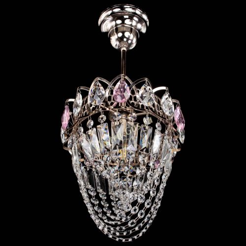 Люстра Водоворот №1 мини с подвесом розовая в Магнитогорске Гусь Хрустальный