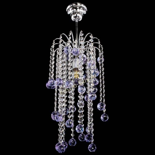 Люстра Зима каскад шар 30 фиолетовая в Магнитогорске Гусь Хрустальный