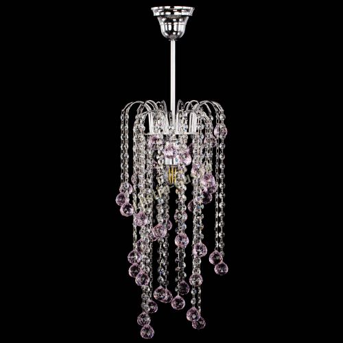 Люстра Зима каскад шар 30 розовая в Магнитогорске Гусь Хрустальный
