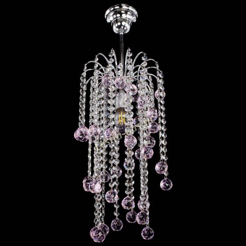 Люстра Зима каскад шар 30 розовая в Магнитогорске Гусь Хрустальный