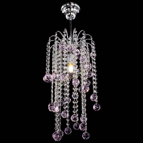 Люстра Зима каскад шар 30 розовая в Магнитогорске Гусь Хрустальный