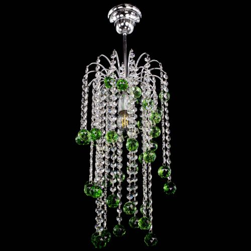 Люстра Зима каскад шар 30 зеленая в Магнитогорске Гусь Хрустальный