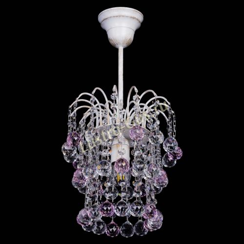 Люстра Зима шар розовая (белая патина)  в Магнитогорске Гусь Хрустальный