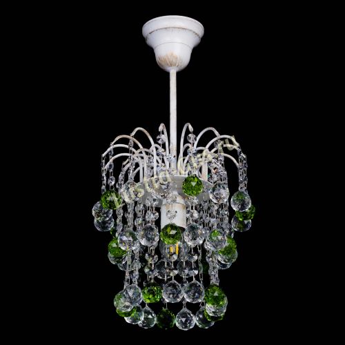 Люстра Зима шар зеленая (белая патина)  в Магнитогорске Гусь Хрустальный