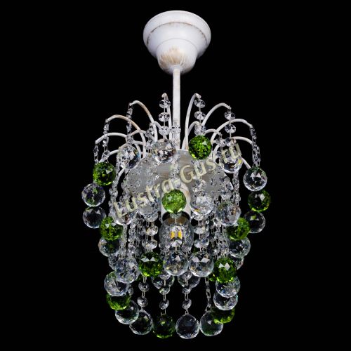 Люстра Зима шар зеленая (белая патина)  в Магнитогорске Гусь Хрустальный