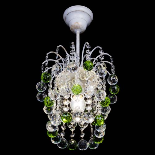 Люстра Зима шар зеленая (белая патина)  в Магнитогорске Гусь Хрустальный