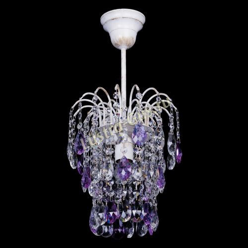 Люстра Зима журавлик фиолетовая (белая патина) в Магнитогорске Гусь Хрустальный