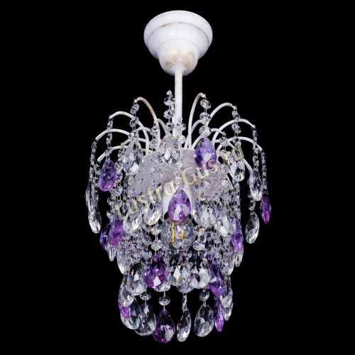 Люстра Зима журавлик фиолетовая (белая патина) в Магнитогорске Гусь Хрустальный