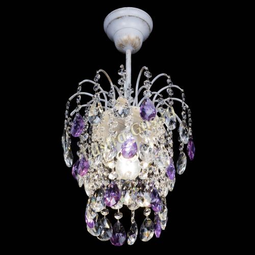 Люстра Зима журавлик фиолетовая (белая патина) в Магнитогорске Гусь Хрустальный