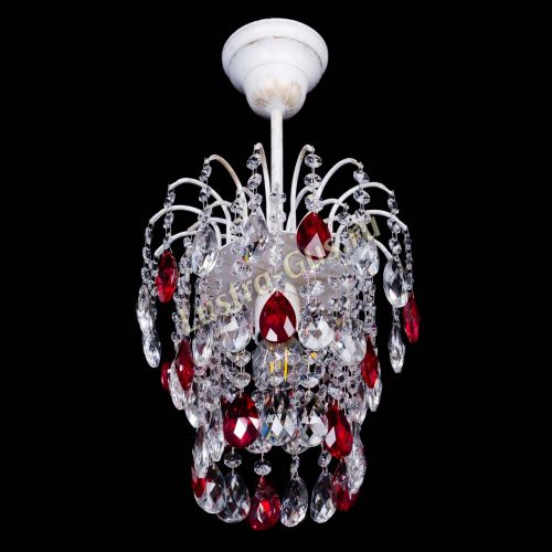 Люстра Зима журавлик красная (белая патина) в Магнитогорске Гусь Хрустальный