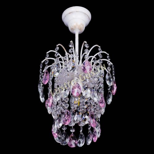 Люстра Зима журавлик розовая (белая патина) в Магнитогорске Гусь Хрустальный