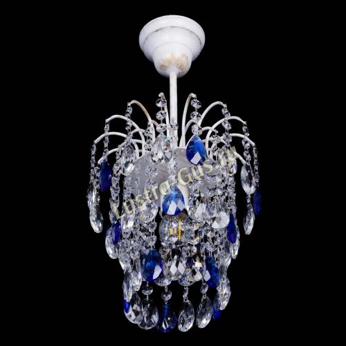 Люстра Зима журавлик синяя (белая патина) в Магнитогорске Гусь Хрустальный