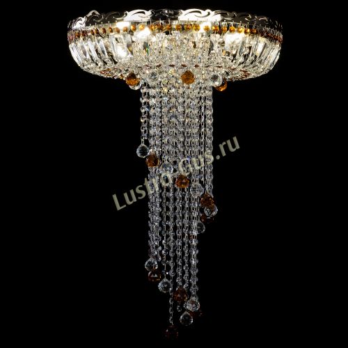 Люстра Анжелика №2 длинная шар 30 мм чайная  в Магнитогорске Гусь Хрустальный
